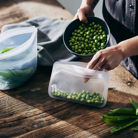 Stasher microwave-safe bag for quick reheating of leftovers.