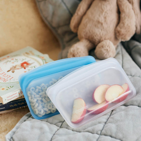 Stasher pinch-loc seal provides leak-free storage for liquids.
