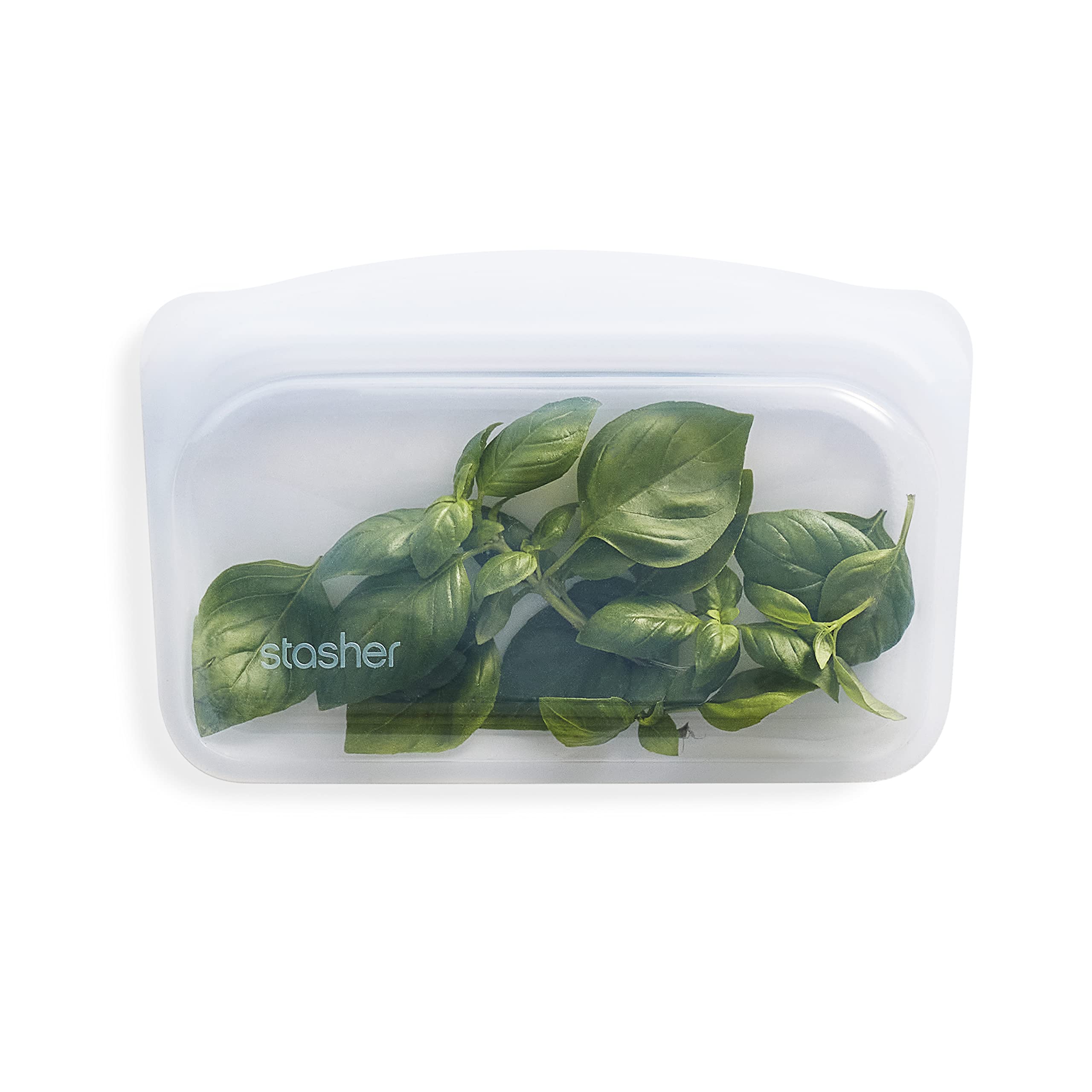 Stasher snack bag, clear 12oz, ideal for grab-and-go snacks.