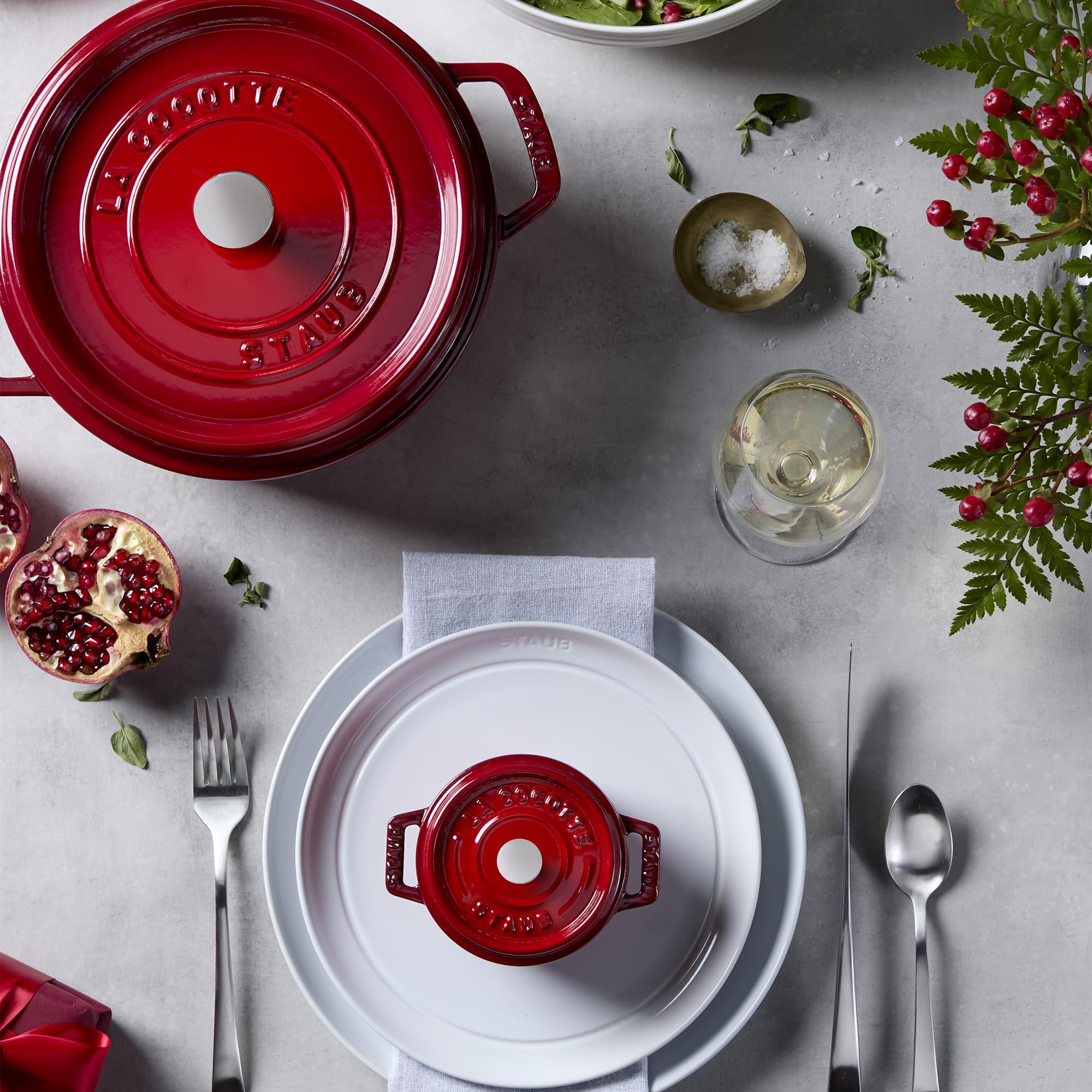 STAUB cocotte elegantly transitions from kitchen to table.