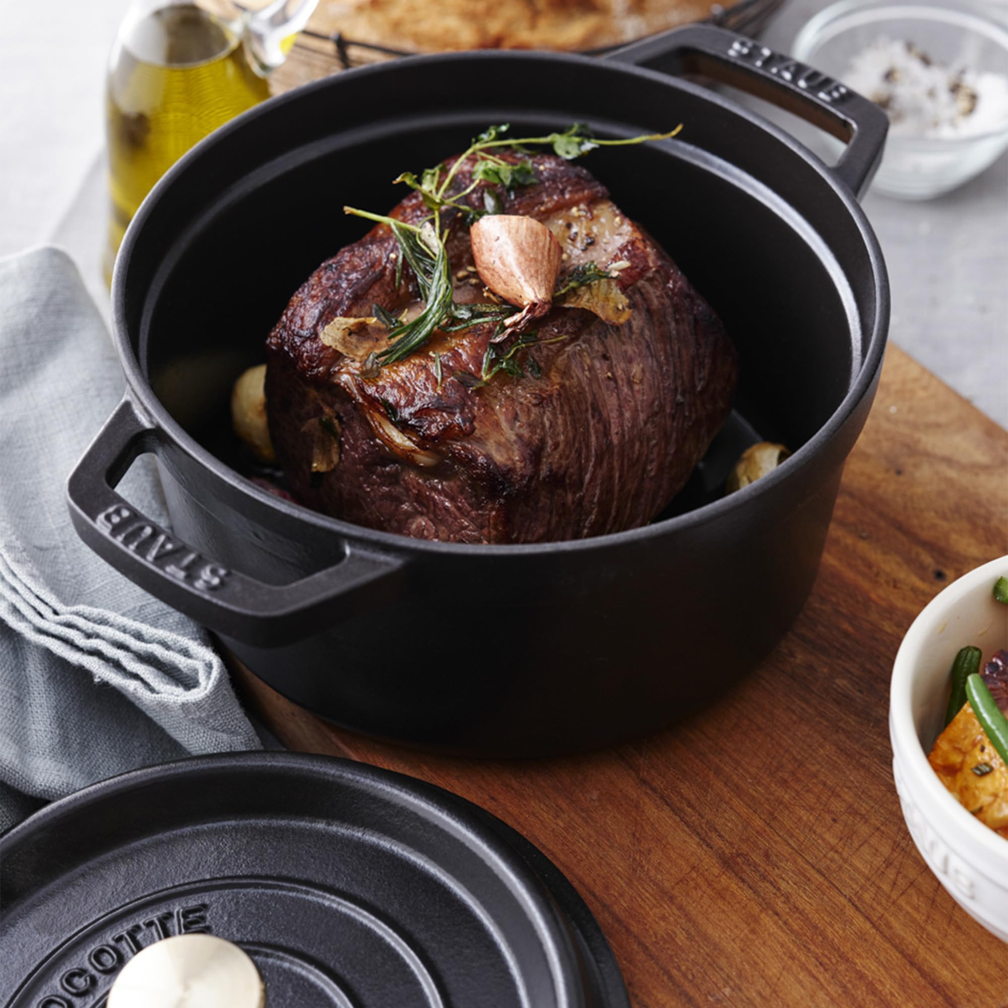 STAUB black matte enamel interior resists sticking and ages gracefully