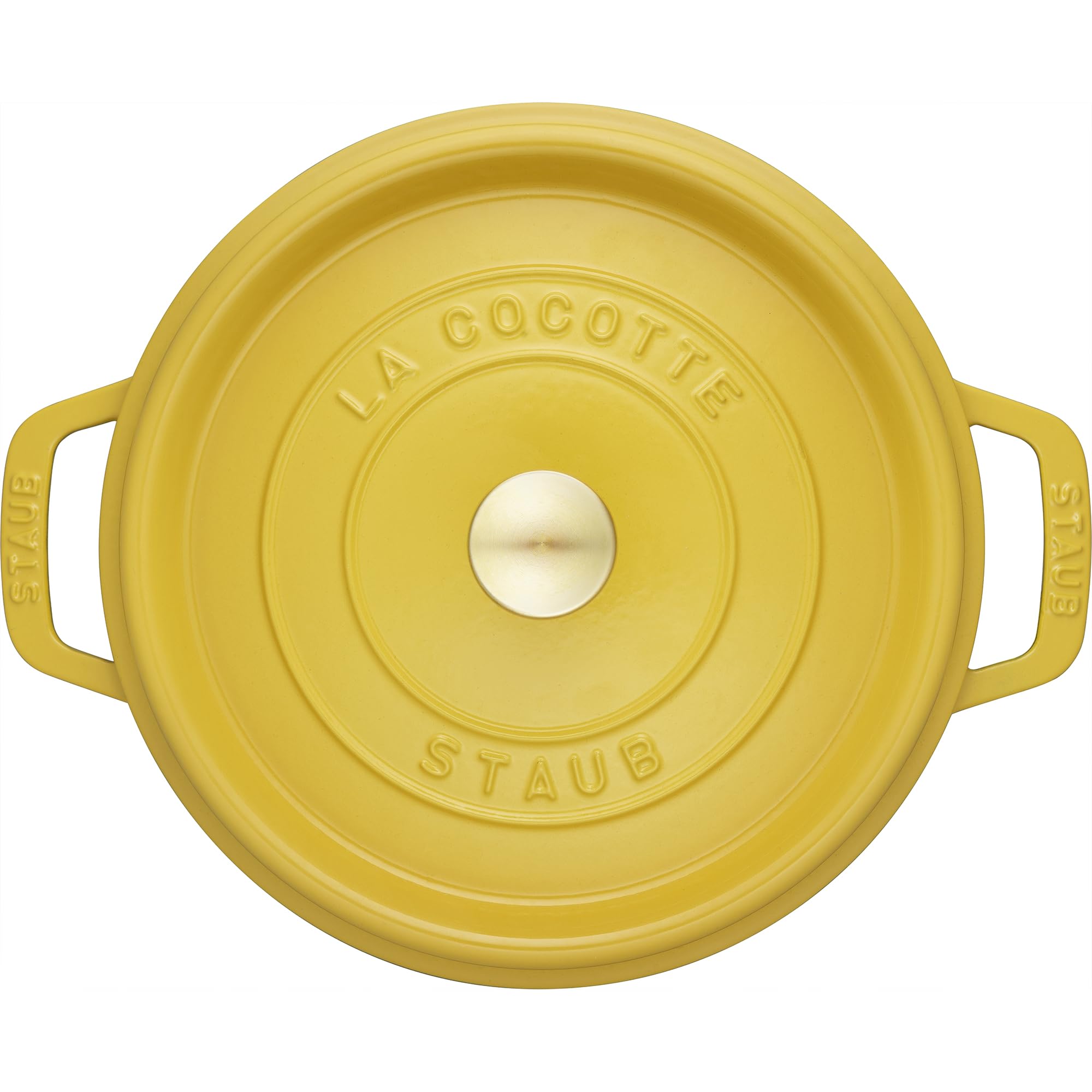 Staub 4-qt round oven citron bottom-smooth-enamel eases cleaning and care.