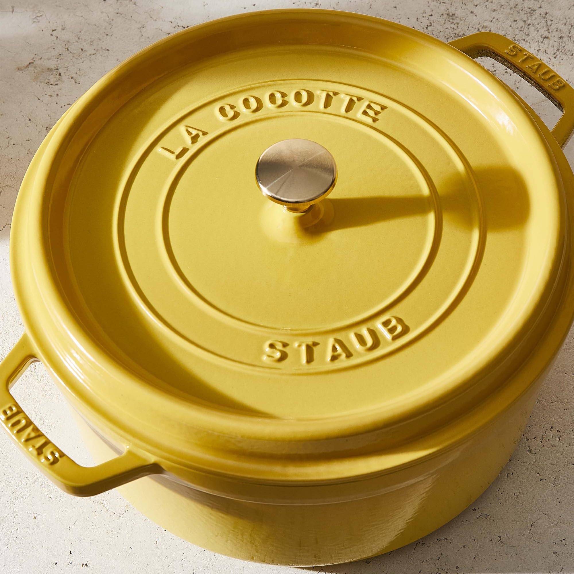 Staub 4-qt round oven citron slow-cooked-vegetables for tender results.
