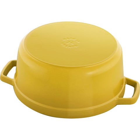 Staub 4-qt round oven citron table-presentation finish for serving.