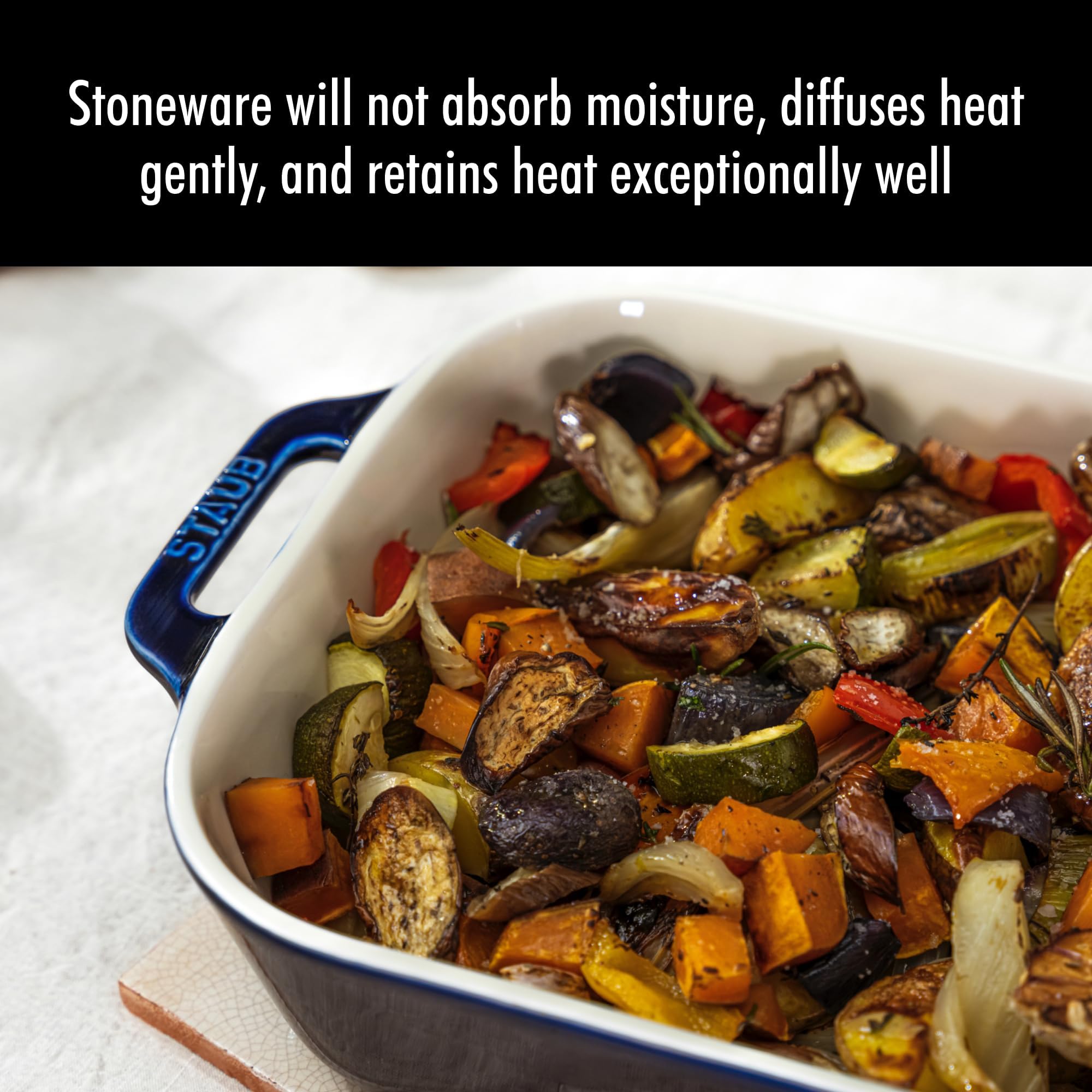STAUB glossy finish resists chipping for everyday use