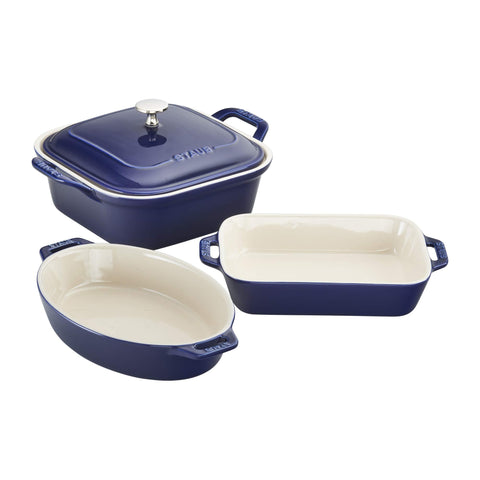 STAUB ceramic 4-piece set rectangular dish with enamel finish for even baking