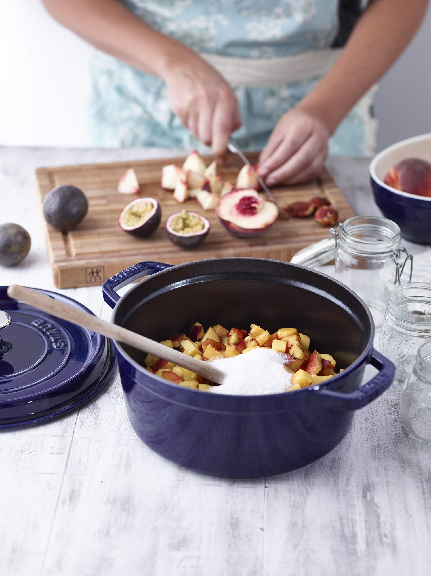 Staub cocotte is dishwasher-safe with hand washing recommended.