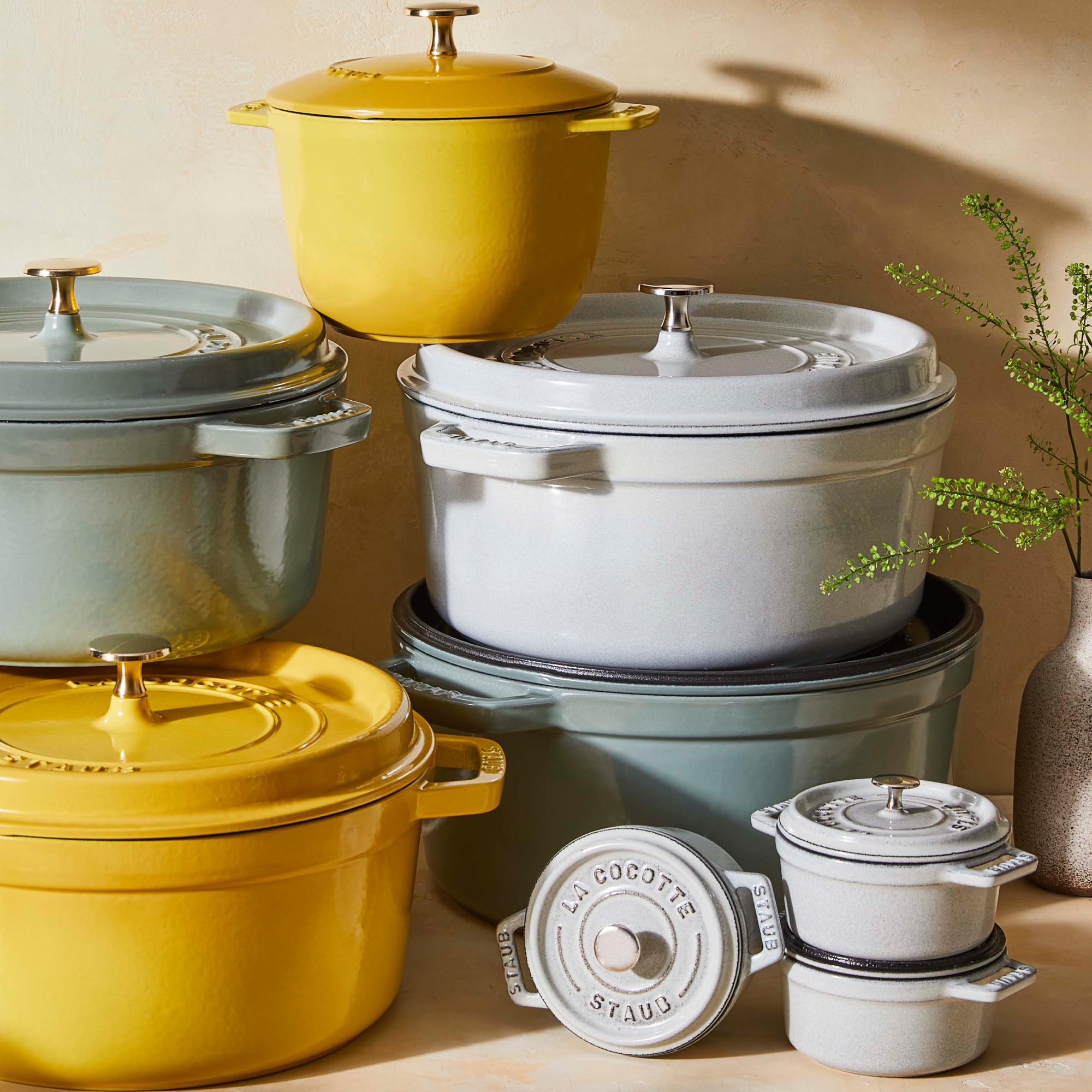 Durable STAUB enamel finish withstands daily use in busy kitchens.