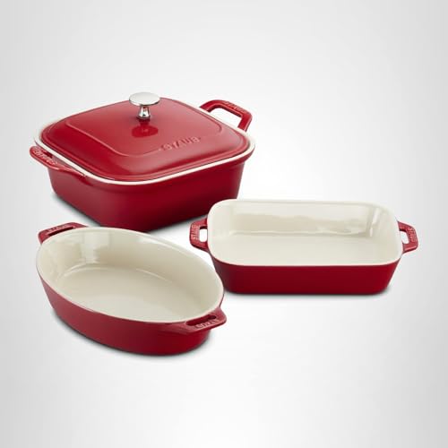 STAUB dishwasher-safe and freezer-safe with lid for storage.