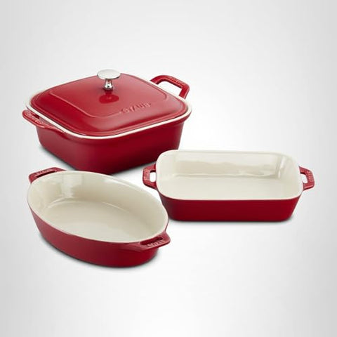 STAUB dishwasher-safe and freezer-safe with lid for storage.