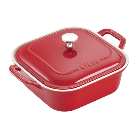 STAUB enamel stoneware with glossy, scratch-resistant finish.