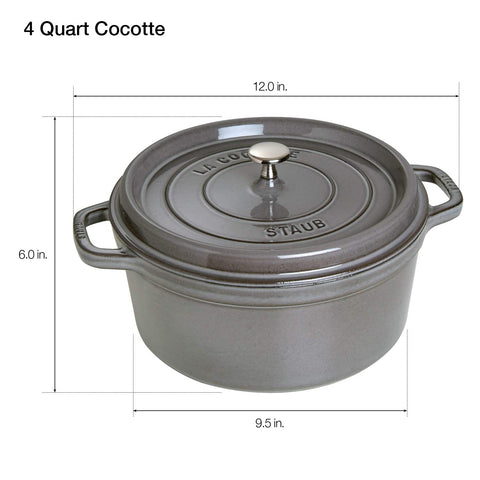 Staub interior matte enamel surface offers scratch resistance and easy cleaning.