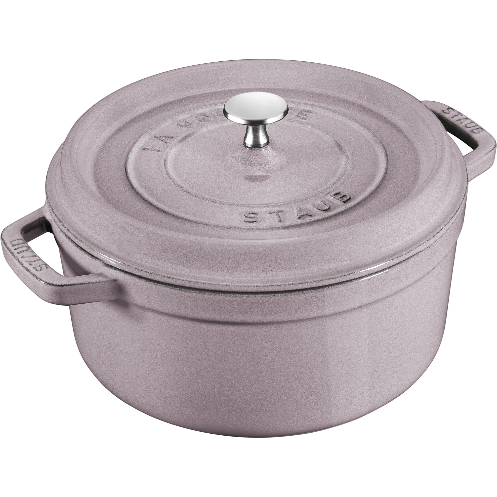Staub lilac 4qt dutch oven with even heat for tender braises