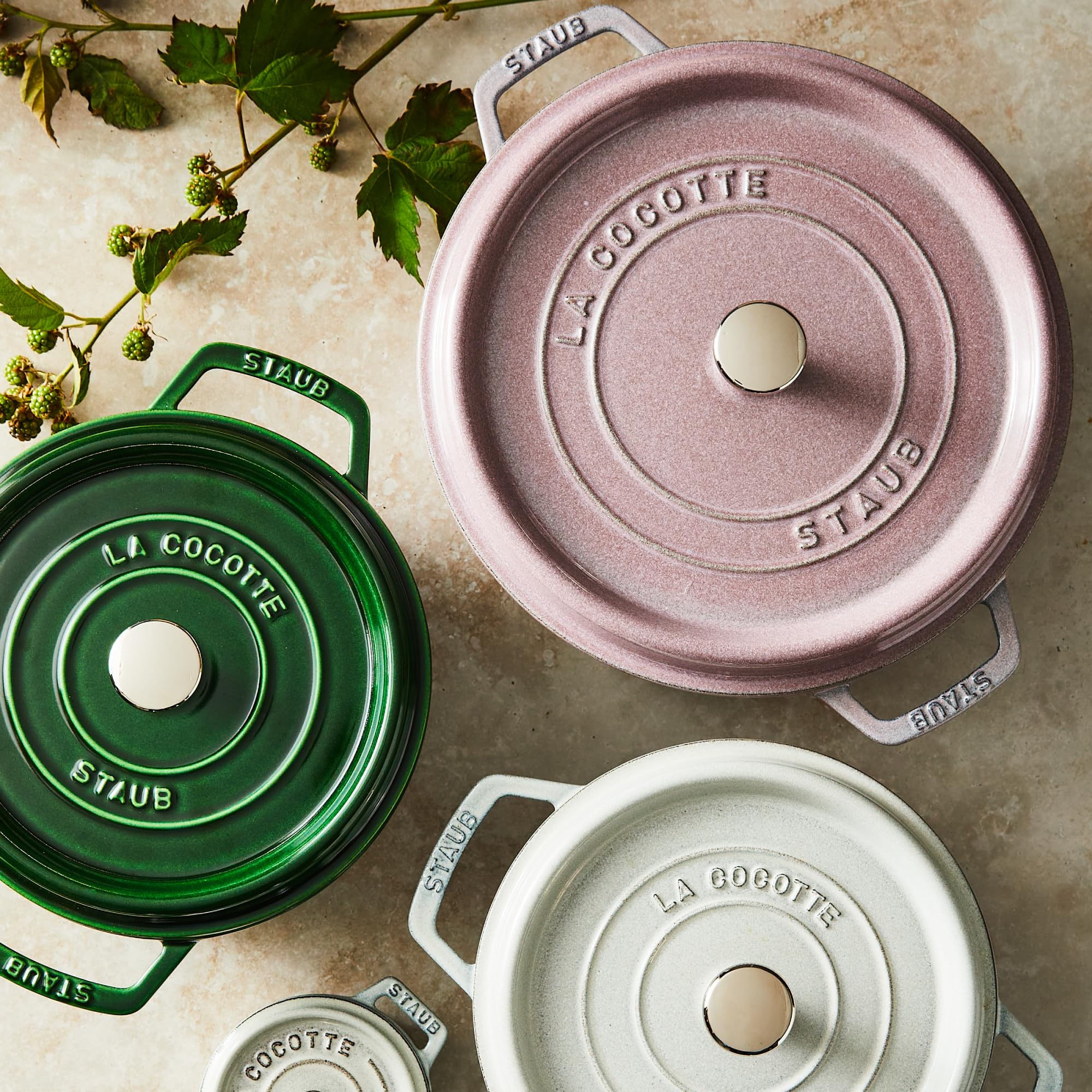 Staub lilac table-ready enamel finish elevates presentation
