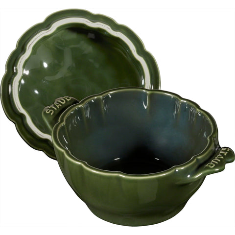 STAUB Petite Artichoke Cocotte Basil scratch-resistant enamel close-up