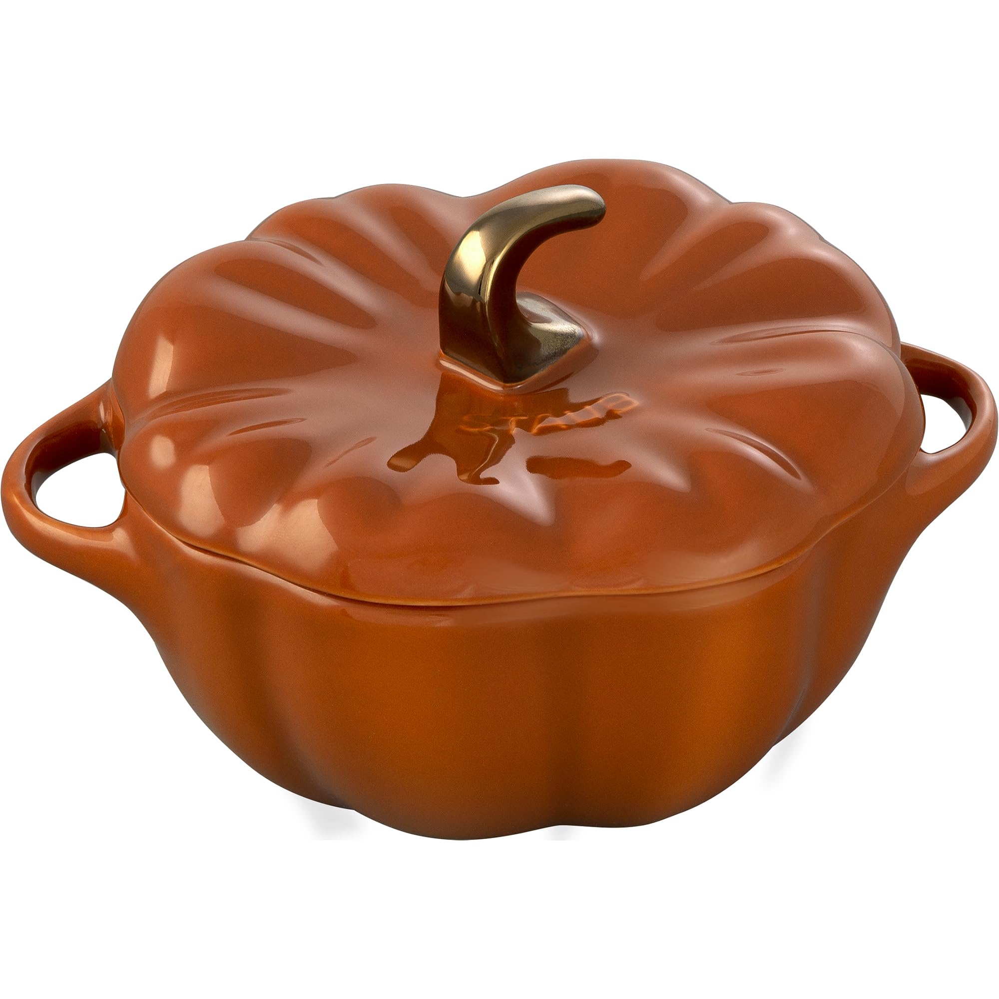 STAUB petite pumpkin ceramic 0.75qt in burnt orange, compact serving dish for soups