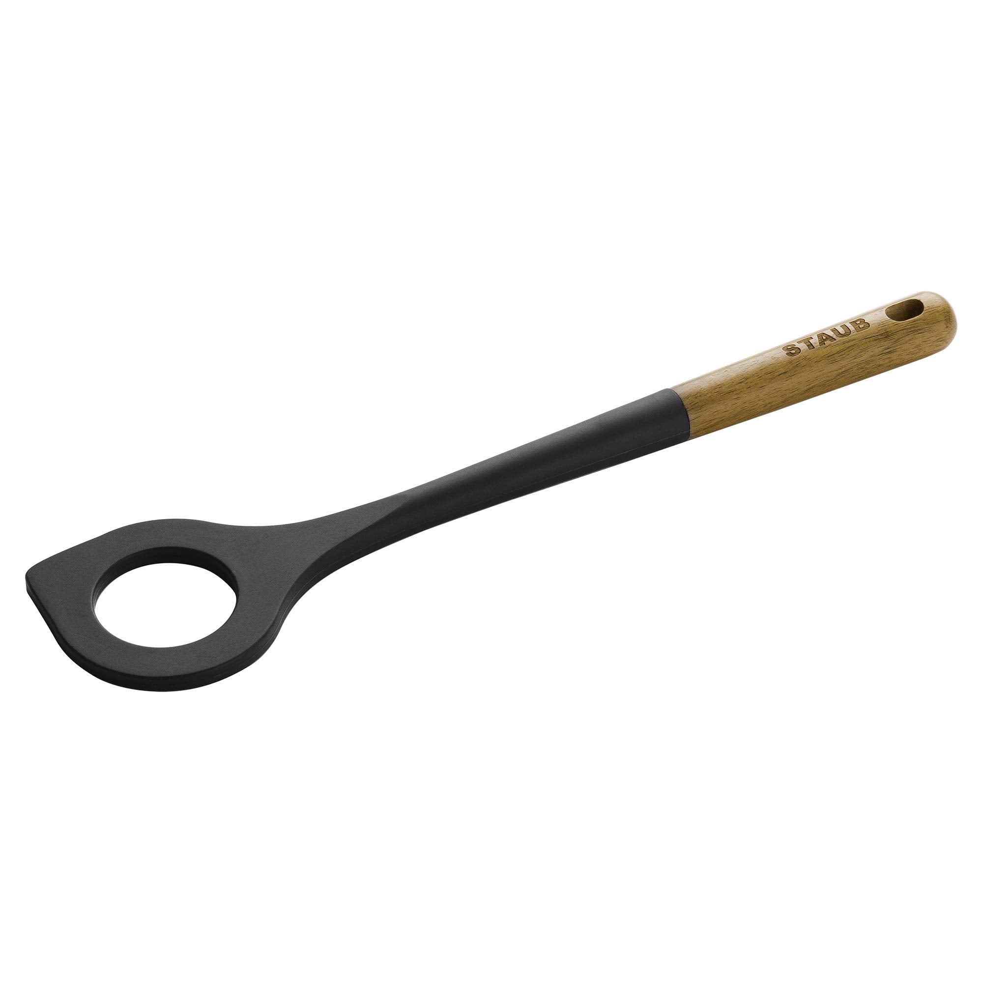 STAUB risotto spoon with silicone ergonomic design for gentle stirring of grains.