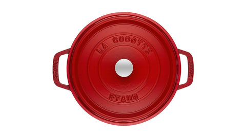 STAUB self-basting lid spikes distribute juices for moist dishes.