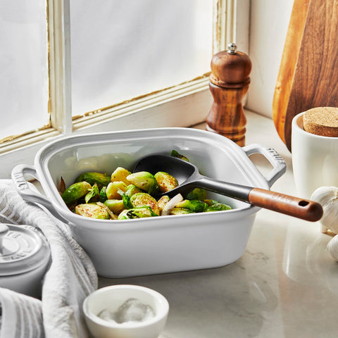 STAUB silicone serving spoon resists heat and protects nonstick cookware during stews