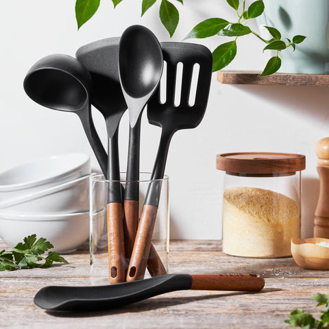 STAUB ladle with wood handle, comfortable grip for stirring and portioning.
