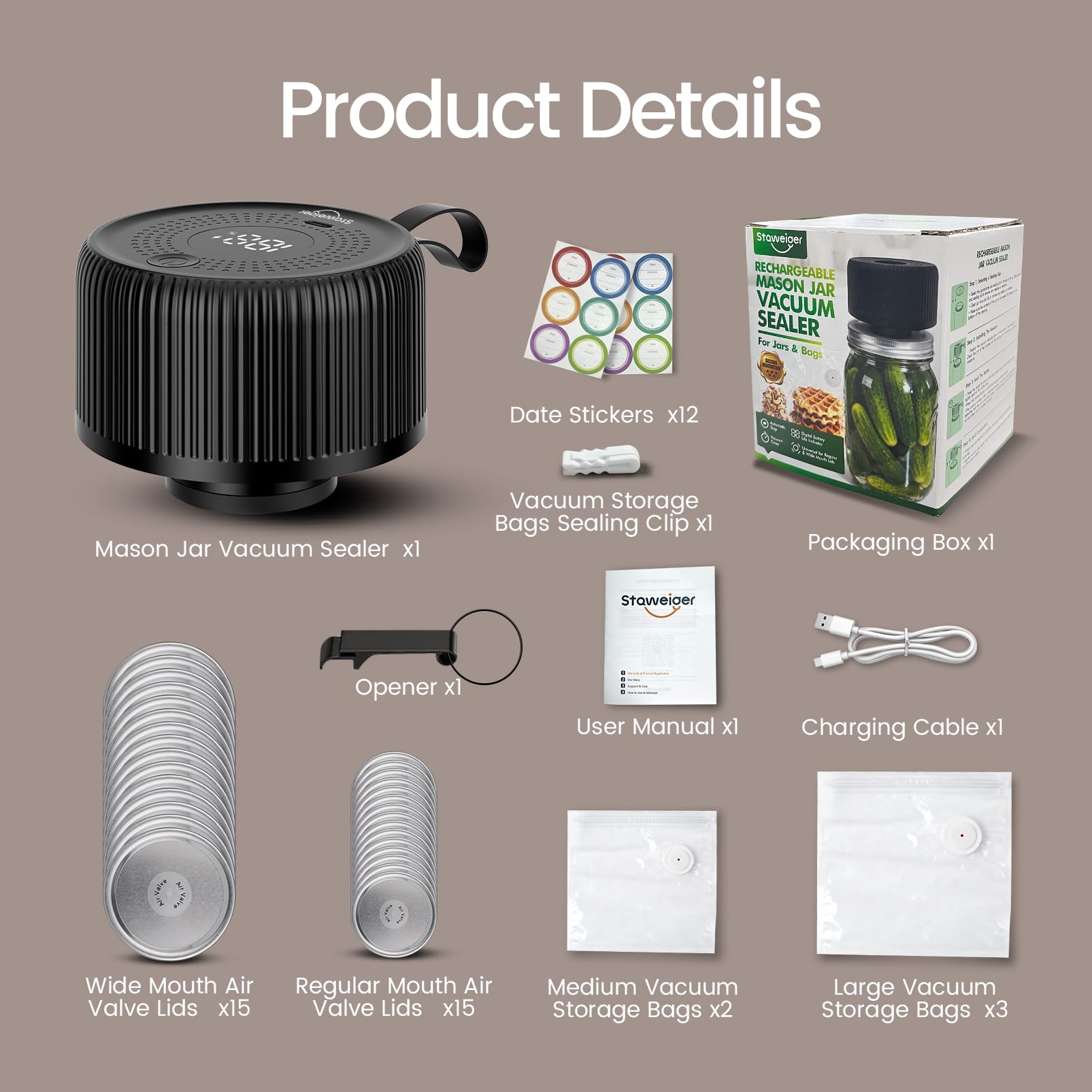 Staweiger wireless portable design enables cordless sealing anywhere