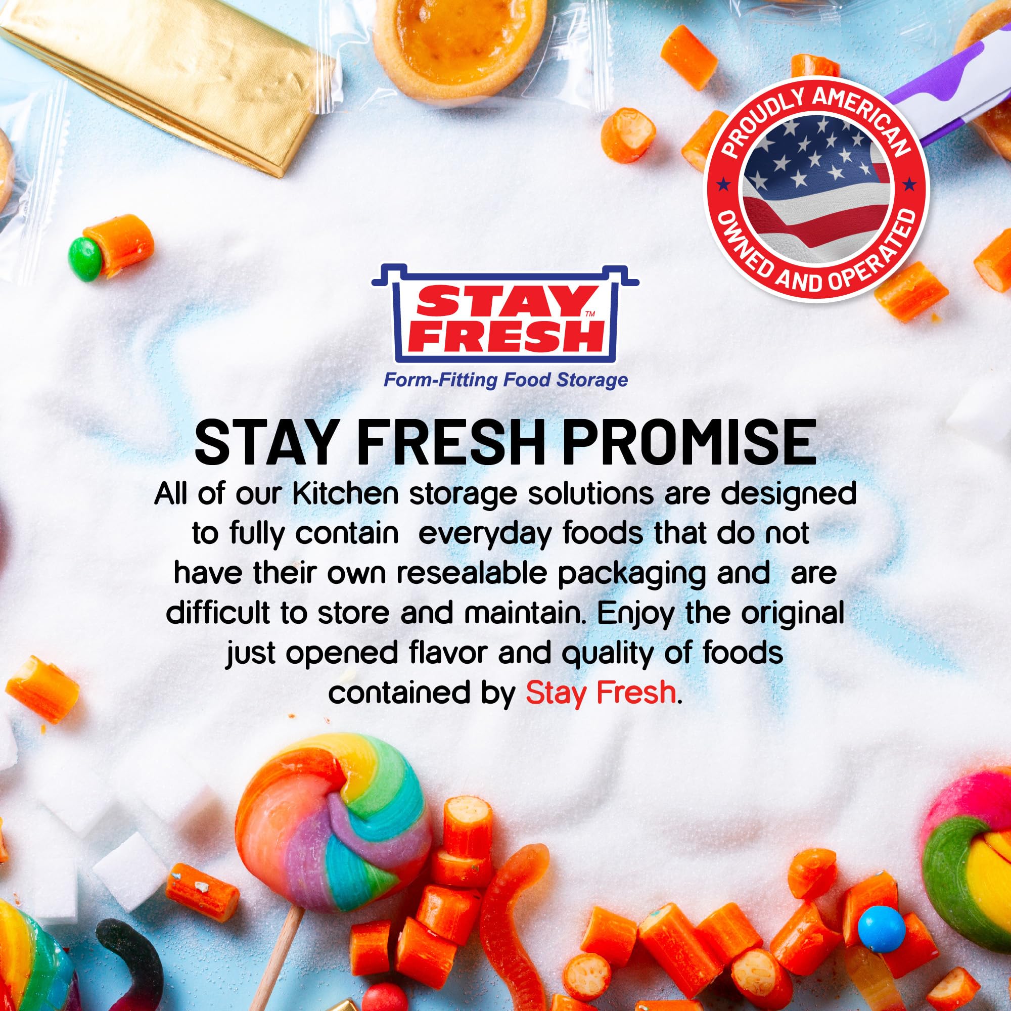  Stay Fresh sugar container in a kitchen cabinet for tidy storage.