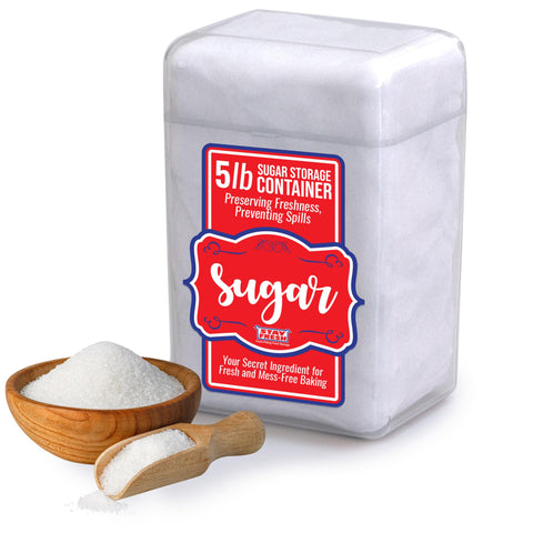 Stay Fresh sugar container with snap-close lid for mess-free storage.