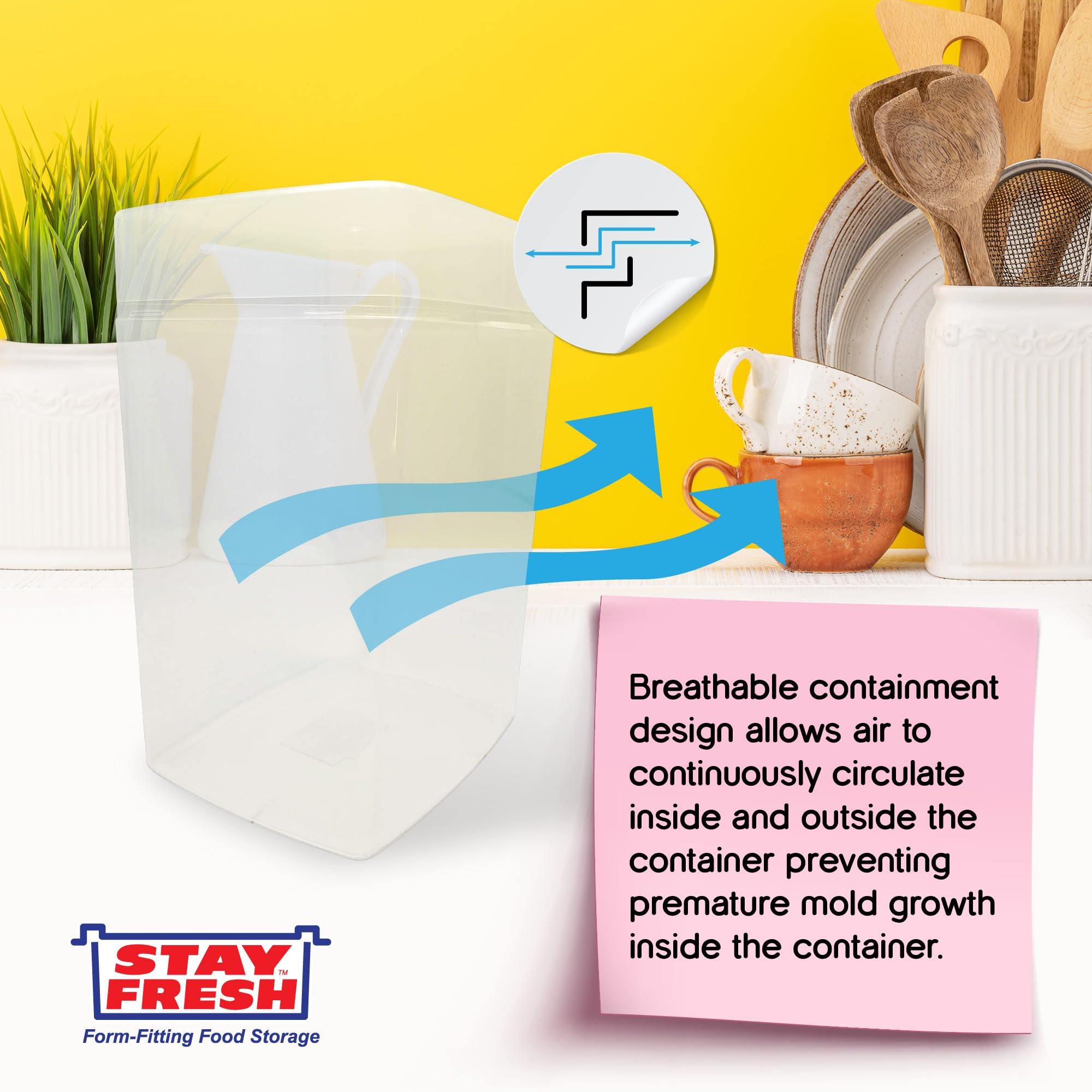 Translucent Stay Fresh container allows quick content check without opening.