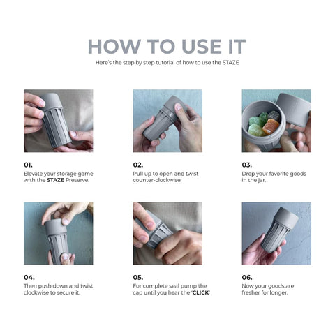 Staze Preserve herbs visible inside jar for aroma-friendly storage and easy access