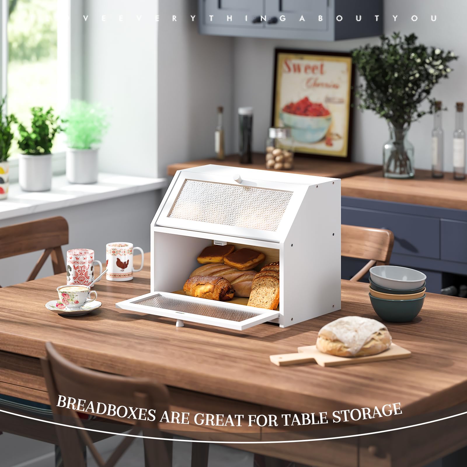 STDDRE bread box in white fits modern kitchens and farmhouse styles