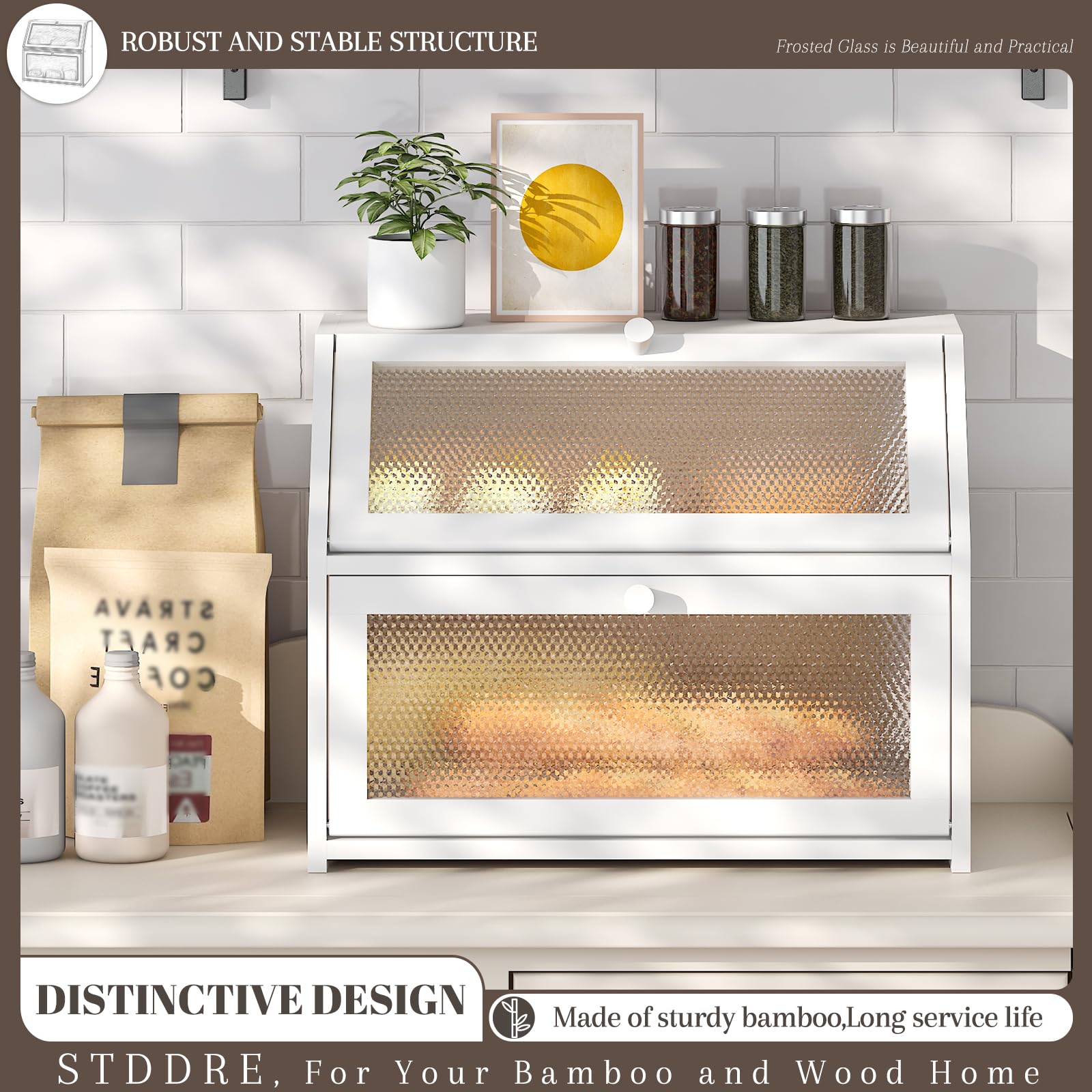 STDDRE double-layer bread box keeps bread fresh while storing fruits and small items