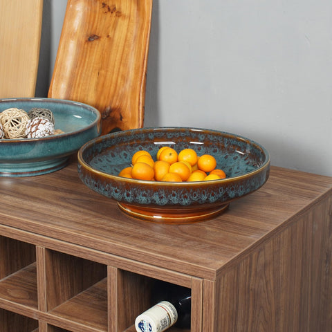 STE-CER Peacock Green serving bowl for bread or fruit, stylish table option.