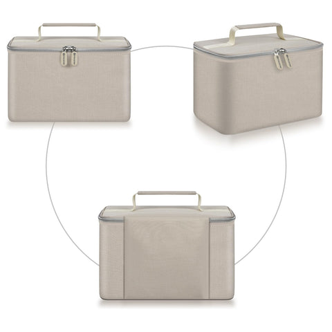 Steadtep bag interior with mixer and beaters organized for quick setup