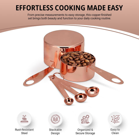 Steelware Central detachable ring clips secure cups and spoons for easy storage