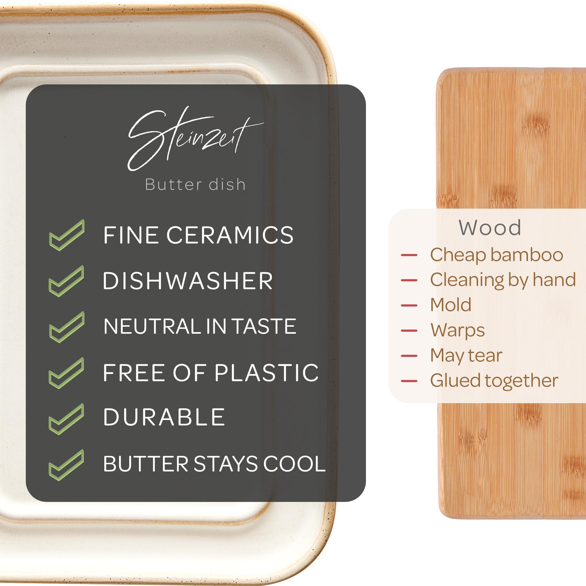 Steinzeit ceramic butter dish shows off a durable, stylish ceramic body