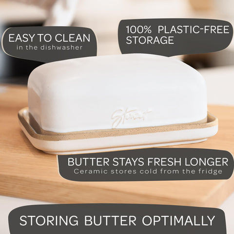 Steinzeit butter dish on a modern countertop blending with kitchen decor