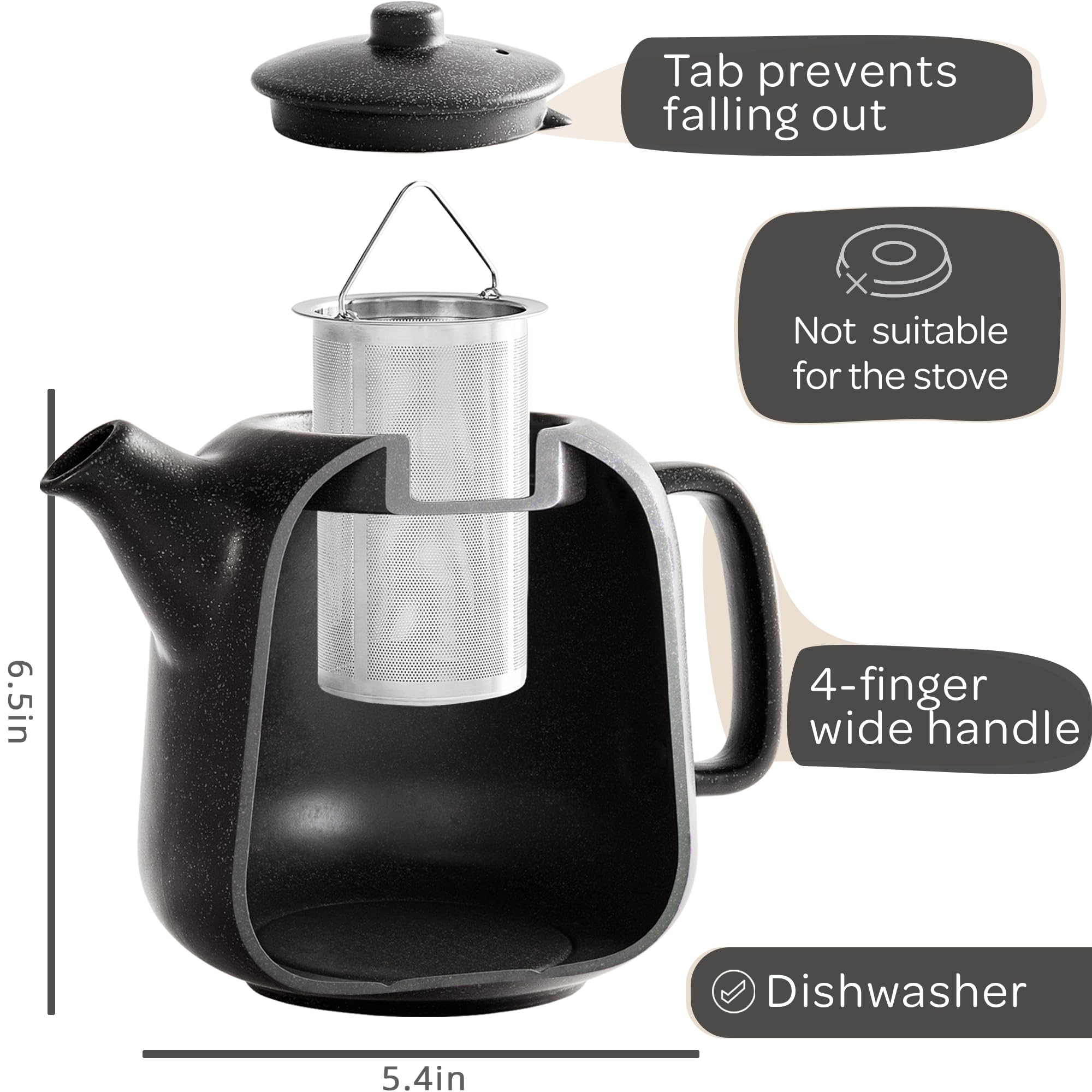 Steinzeit tea pot with easy-clean design for everyday use.