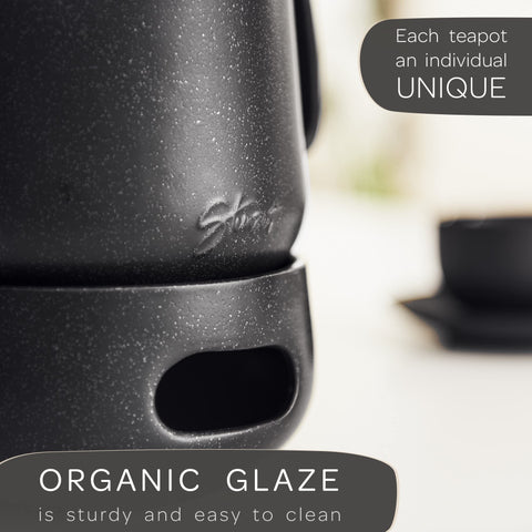Steinzeit Design Lid and Handle—ergonomic grip for comfortable brewing.