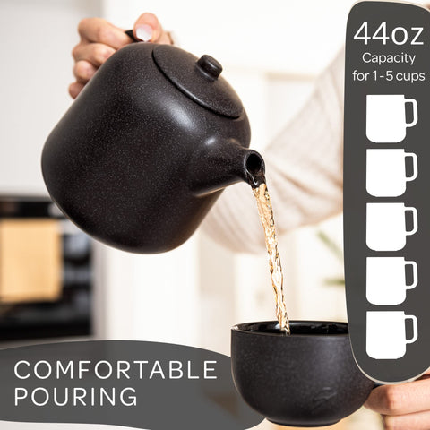 Steinzeit Design Teapot Spout—smooth pour with anti-drip design.