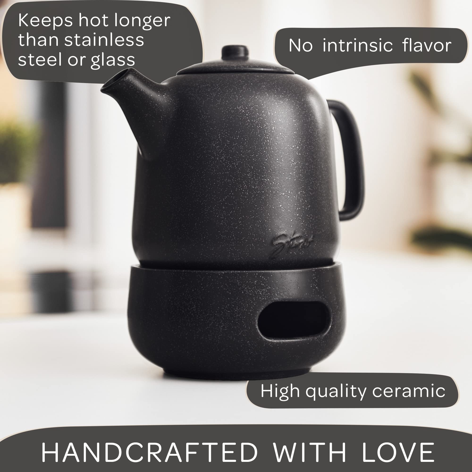Steinzeit Design Tea Pot Infuser—removable 304 stainless steel for loose tea.