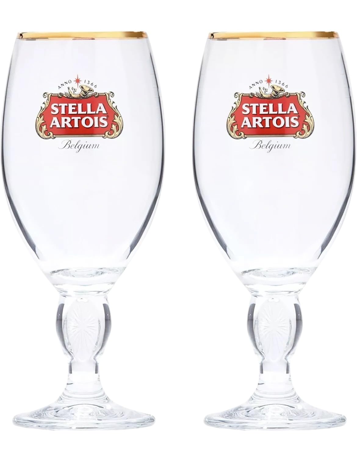 Stella Artois 2-pack glass chalice pour enhances aroma and flavor
