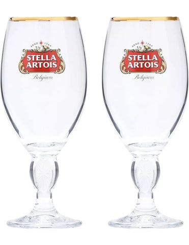 Stella Artois 2-pack glass chalice pour enhances aroma and flavor
