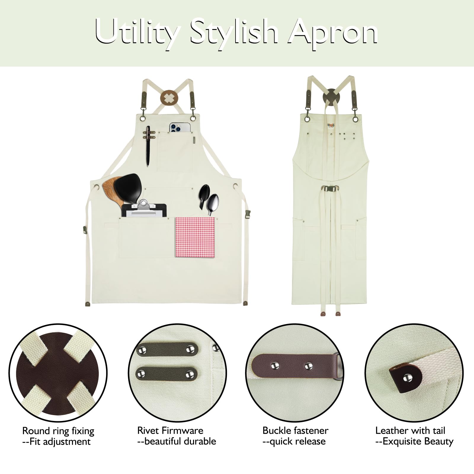 Stenffy adjustable strap XXL fit apron provides comfortable coverage for tall users.