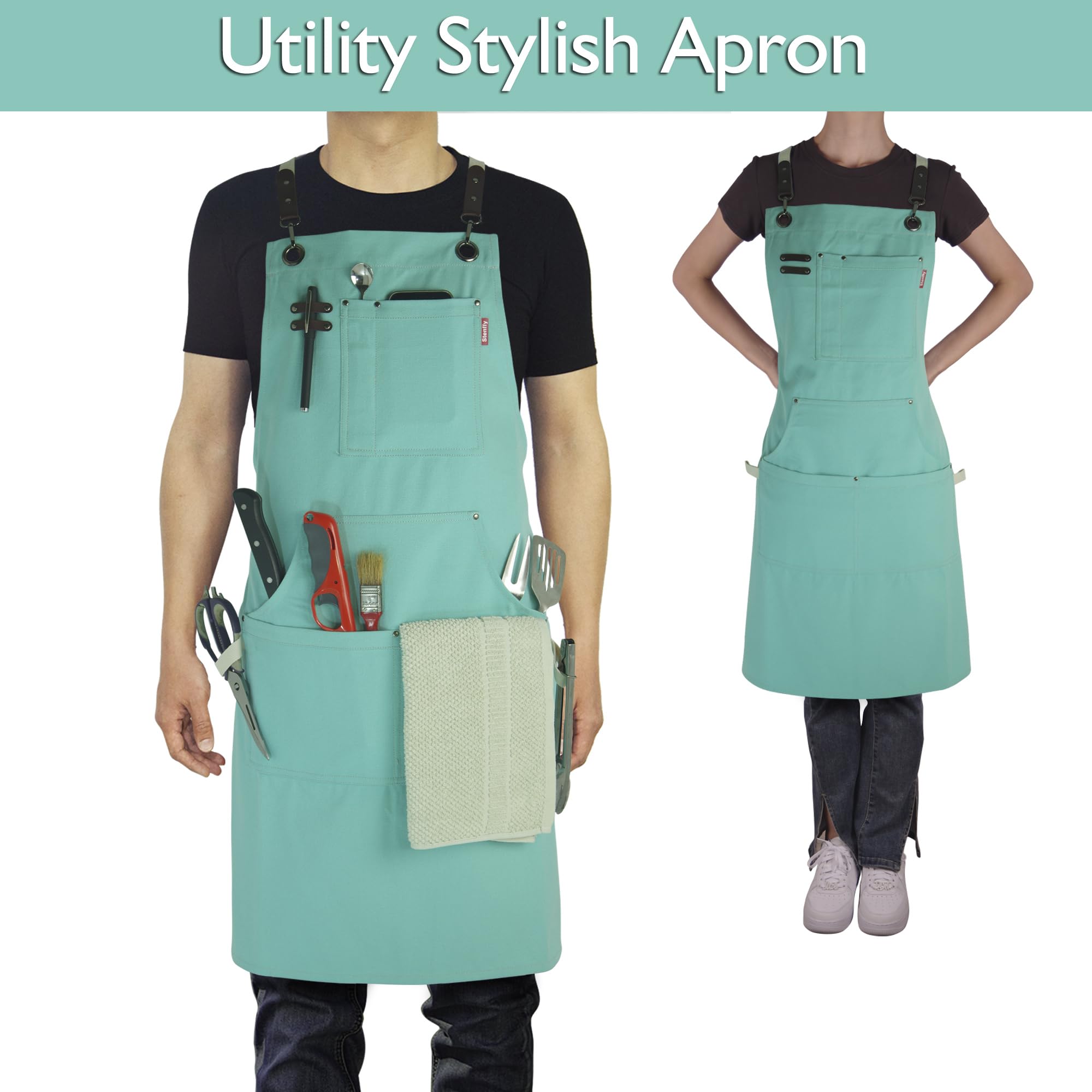 Stenffy apron canvas durable construction for long-lasting kitchen and workshop wear.