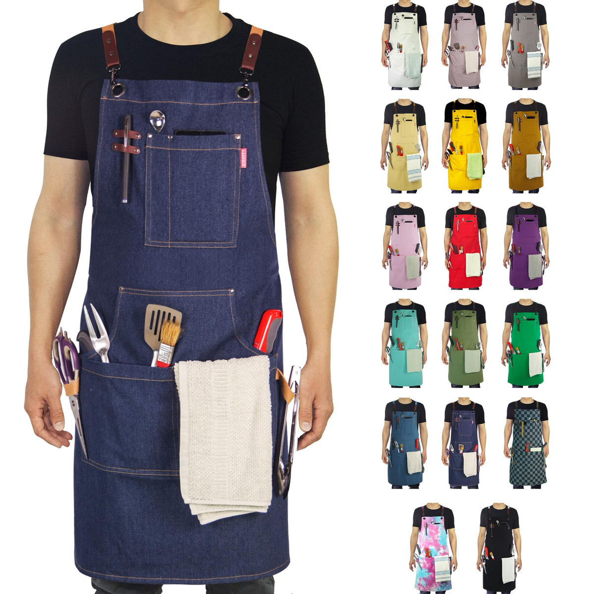 Stenffy canvas apron with five-pocket layout for easy tool access.