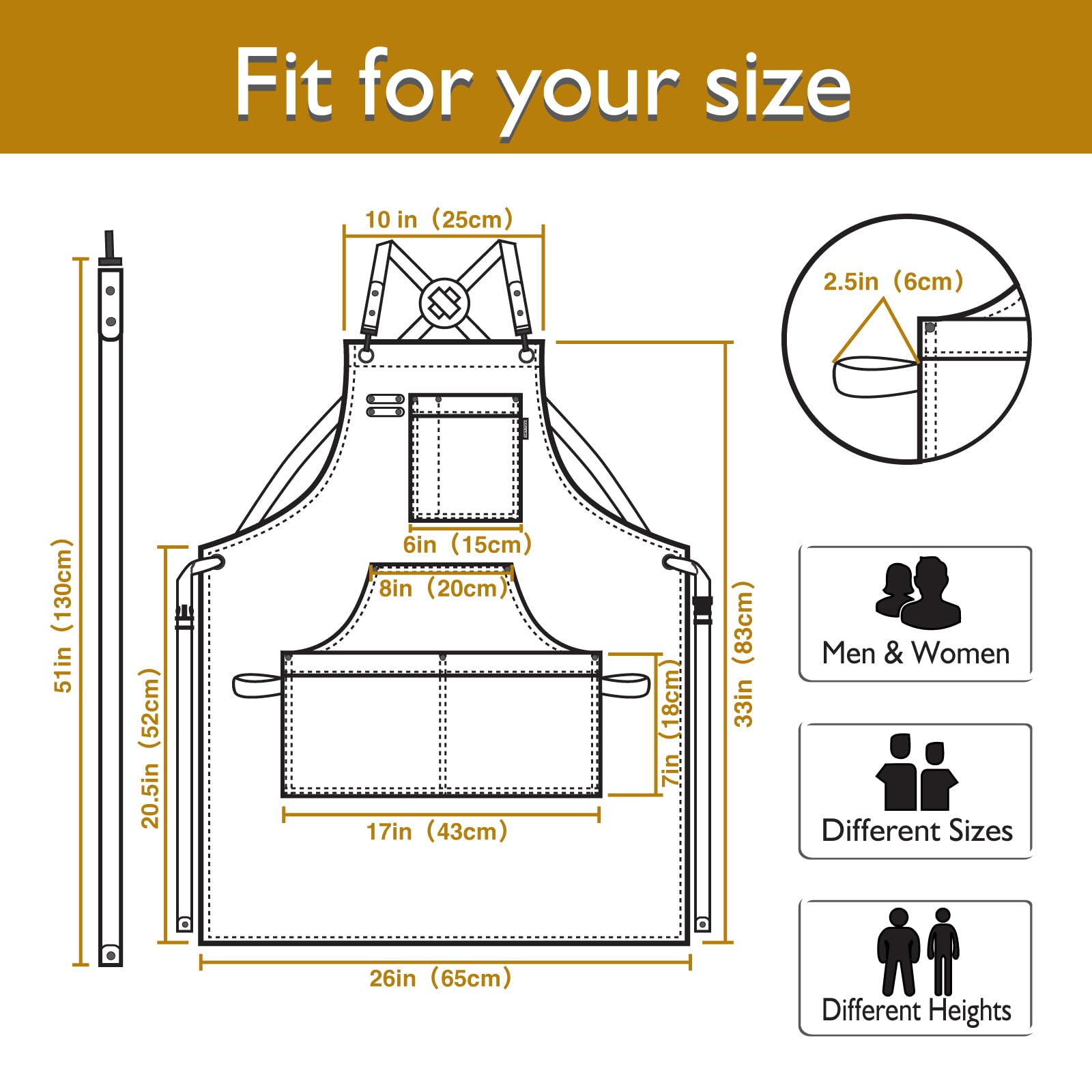 Stenffy apron chest-to-knee coverage shields clothes during heavy-duty work.