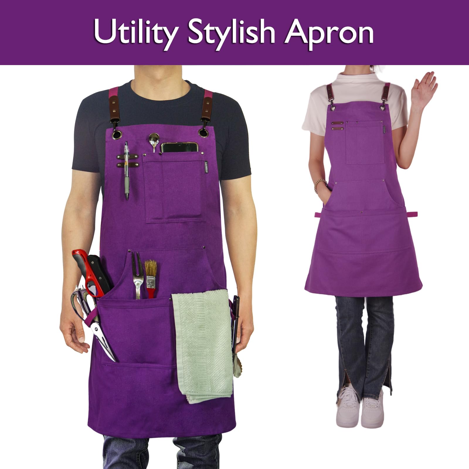 Stenffy apron five-pockets layout keeps tools within reach.