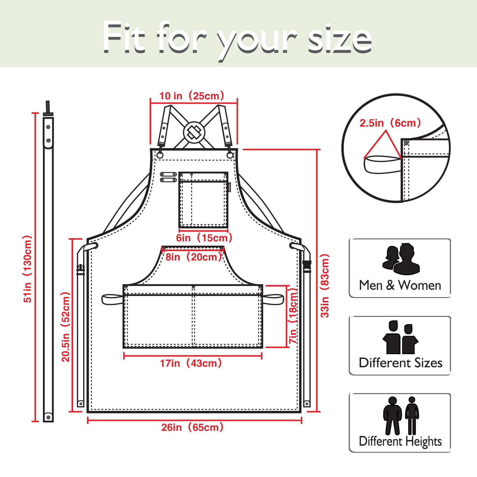 Stenffy five-pocket apron keeps pens, phone, and tools within reach.