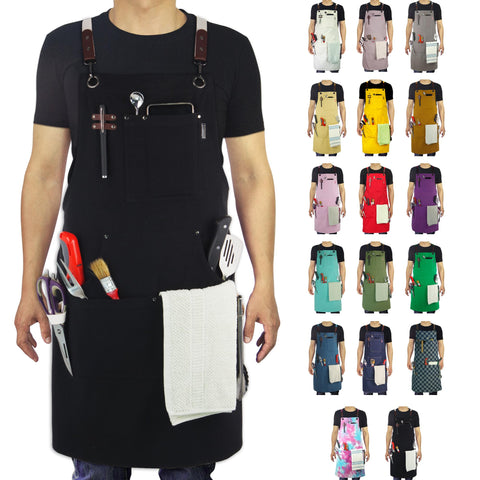 Stenffy apron front view with five pockets for tools and utensils, ideal for DIY tasks.