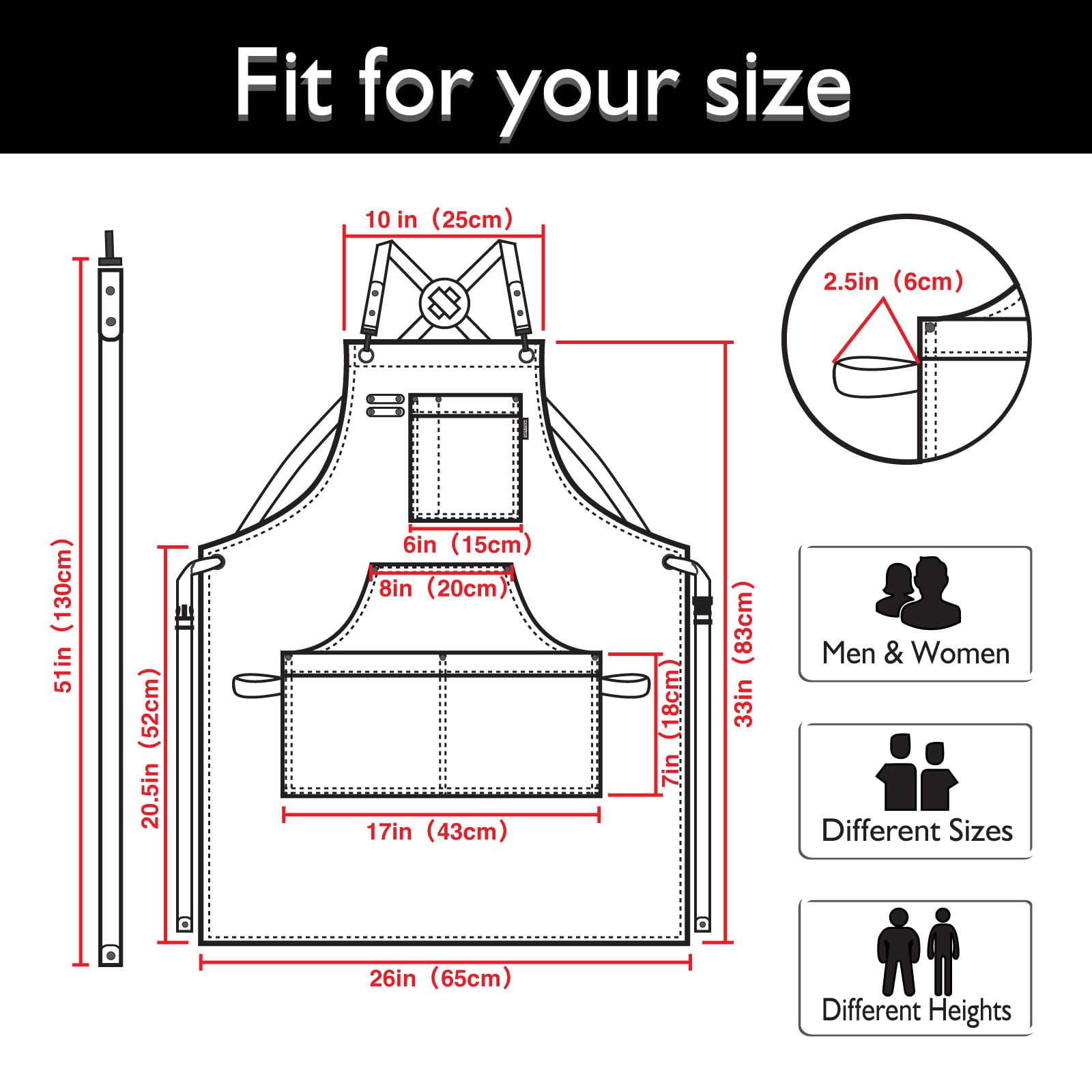 Stenffy apron full-coverage length protects clothing from chest to knee.